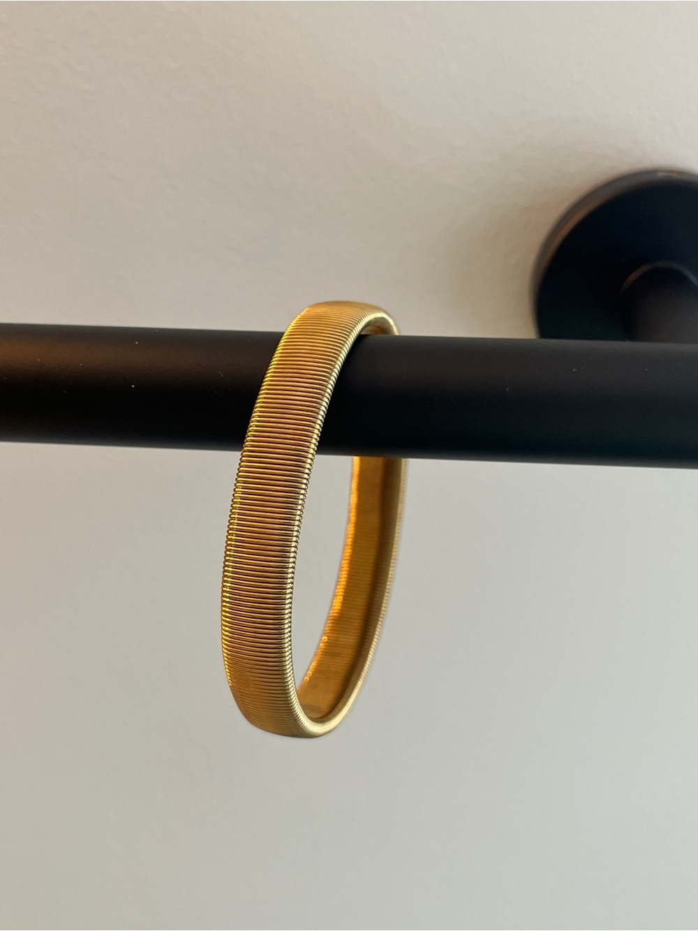 Gold Ribbed Metal Bangle Bracelet - womens Accessory